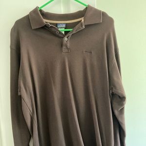 Patagonia Organic Cotton long sleeve brown 3 button polo - Men's Medium